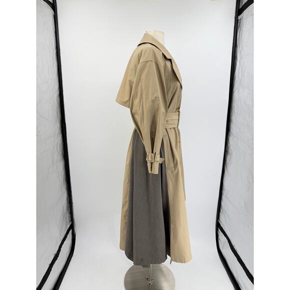 FRAY I.D Double Breasted Trench Coat Oversized Mix Pattern Japanese Minimalism S - Picture 7 of 16